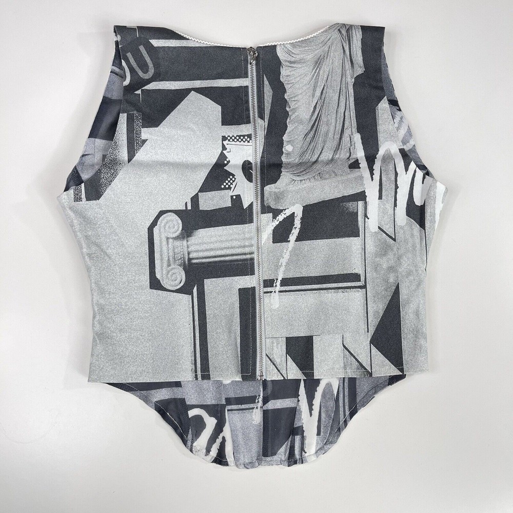Miaou | NWT Campbell Corset Stretch Canvas Stone Grey 90s Y2K Pop Art L - Picture 9 of 12